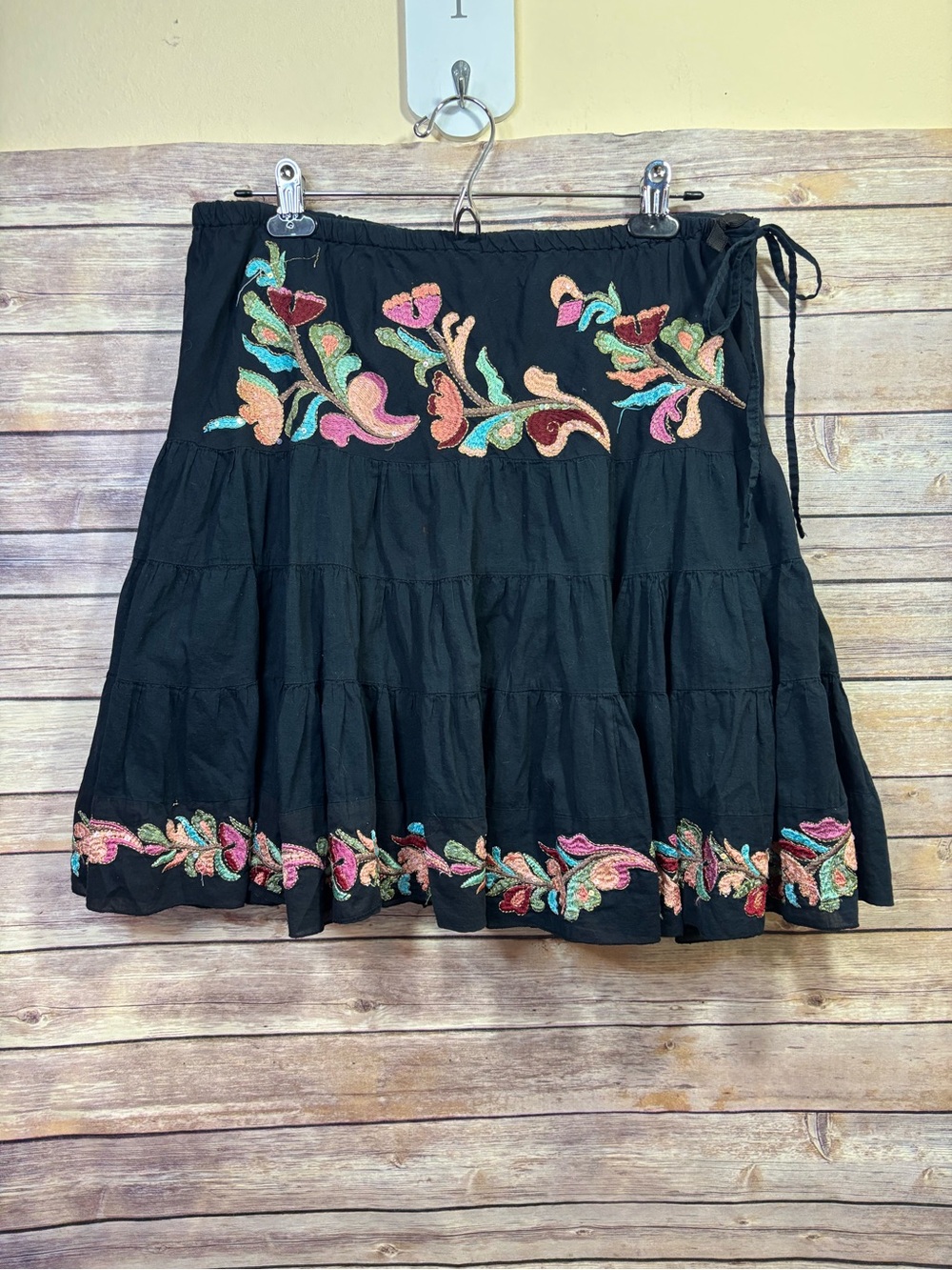 Chaudry KC Black Bohemian Embroidered Skirt Size Large
